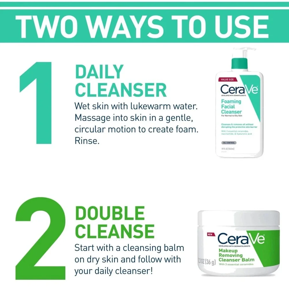 CeraVe Foaming Facial Cleanser Normal to Oily Skin‎ 3 fl oz Travel Size Lot of 5
